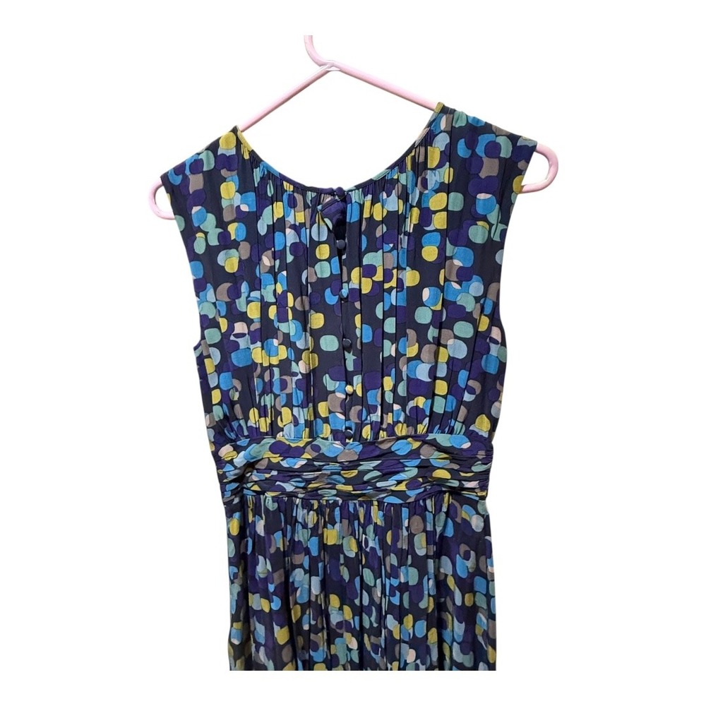 Boden Women Blue‎ Multi Color Dot Print Ruched Waist Midi Dress Size UK 8 US 4 - Picture 4 of 5